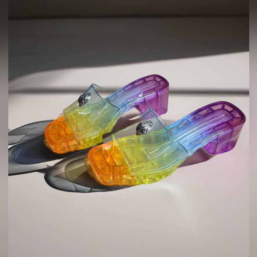 NEW Kurt Geiger London Maddie Rainbow Block Heel Low Platform Slide EU 36 US 6 - Picture 3 of 6